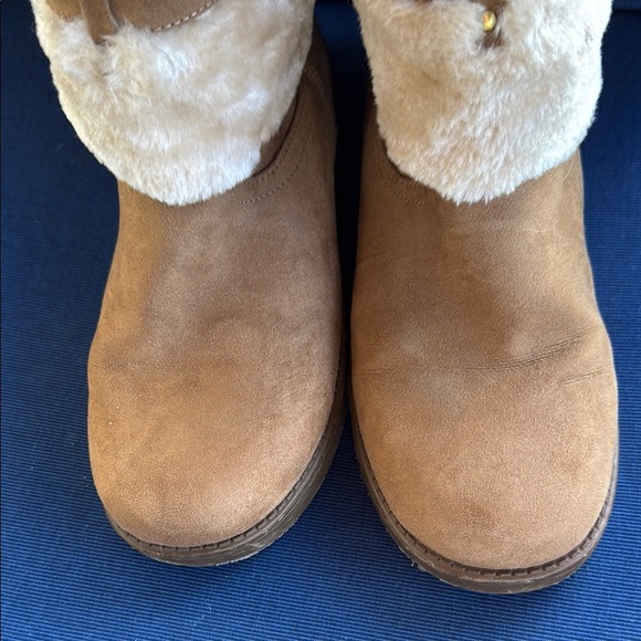 G by Guess Tan Over the Knee Boots with Cream Lining and Buckle Detail - Picture 5 of 6